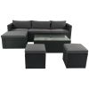Large Outdoor Wicker Sofa Set, Pe Rattan, Movable Cushion, Sectional Lounger Sofa, For Backyard, Porch, Pool, Beige