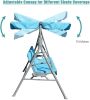 Outdoor 2-Seat Swing With Teapoy Weather Resistant Canopy Powder Coated Steel Frame Patio Swinging Hammock With  Stand And Removable Cushion
