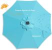 9 Ft Market Outdoor Aluminum Table Umbrella With Solar Led Led Lights And Push Button Tilt