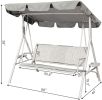 3 Person Patio Swing Seat With Adjustable Canopy For Patio, Garden, Poolside, Balcony