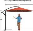 12 Ft Outdoor Patio Umbrella Pool Beach Umbrella For Garden Backyard, Champagne