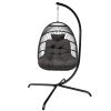 Swing Egg Chair  Stand Indoor Outdoor Wicker Rattan Patio Basket Hanging Chair With C Type Bracket