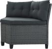 6-Piece Outdoor Wicker Sofa Set, Patio Rattan Dinning Set, Sectional Sofa With Thick Cushions And Pillows, Plywood Table Top, For Garden, Yard, Deck