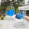 Indoor Outdoor Hanging Egg Swing Chair With Cushion And C Stand;  Egg Shaped Hanging Swing Chair;  Egg-Shaped Hammock Swing Chair Single Seat
