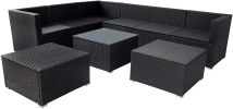 9-Piece Outdoor Patio Pe Wicker Rattan Conversation Sectional Sofa Sets With 3 Sofa, 3 Corner Sofa, 2 Ottomans, And 1 Glass Coffee Table, Removable So
