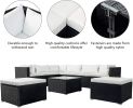 9-Piece Outdoor Patio Pe Wicker Rattan Conversation Sectional Sofa Sets With 3 Sofa, 3 Corner Sofa, 2 Ottomans, And 1 Glass Coffee Table, Removable So