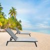Outdoor 2-Pcs Set Chaise Lounge Chairs, Five-Position Adjustable Aluminum Recliner, All Weather For Patio, Beach, Yard, Pool Rt