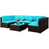 Backyard Patio Garden Pe Rattan Sectional  Corner Sofa Furniture Set 7 Pieces