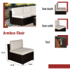 Outdoor Garden Patio Furniture 6-Piece Brown Pe Rattan Wicker Sectional  Cushioned Sofa Sets