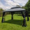 13X10Ft Outdoor Patio Gazebo Canopy Tent With Ventilated Double Roof And Mosquito Net (Detachable Mesh Screen On All Sides), Suitable For Lawn, Garden