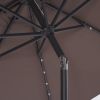 Backyard Patio Pool 9Ft Tilt And Crank Outdoor Umbrella With Solar Powered Led Lighted