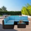 Outdoor Garden Patio Furniture 6-Piece Brown Pe Rattan Wicker Sectional  Cushioned Sofa Sets