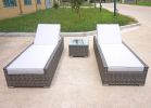 Direct Wicker Outdoor 3Pcs Deluxe Patio Adjustable Wicker Rattan Chaise Lounge Set With Cushions And Table