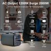 Gofort Portable Power Station, 1100Wh Solar Generator With 1200W (Peak 2000W) 110V Ac Outlets, 120W 12V Dc, Qc3.0&Typec, Sos Flashlight, Backup Power