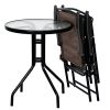Garden Furniture Outdoor Patio Bistro 3 Pieces Set Of Round Table And Folding Chairs
