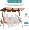 Outdoor 2-Seat Swing With Teapoy Weather Resistant Canopy Powder Coated Steel Frame Patio Swinging Hammock With  Stand And Removable Cushion
