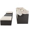Outdoor Patio Rectangle Daybed With Retractable Canopy, Wicker Furniture Sectional Seating With Washable Cushions, Backyard, Porch