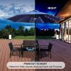 9 Ft Market Outdoor Aluminum Table Umbrella With Solar Led Led Lights And Push Button Tilt