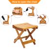 Folding Bamboo Step Stool For Shower, Leg Shaving And Foot Rest, Fully Assembled Wooden Spa Bath Chair For Adults Kids Disabled Women Elderly