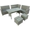 6-Piece Patio Furniture Set Outdoor Sectional Sofa With Glass Table, Ottomans For Pool, Backyard, Lawn