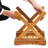 Folding Bamboo Step Stool For Shower, Leg Shaving And Foot Rest, Fully Assembled Wooden Spa Bath Chair For Adults Kids Disabled Women Elderly