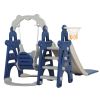 Children Slide Swing Set, 3-In-1 Combination Activity Center Freestanding Slides Playset For Kids Indoor Toddler Climbing Stairs Toy With Basketball H