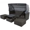 Outdoor Patio Rectangle Daybed With Retractable Canopy, Wicker Furniture Sectional Seating With Washable Cushions, Backyard, Porch